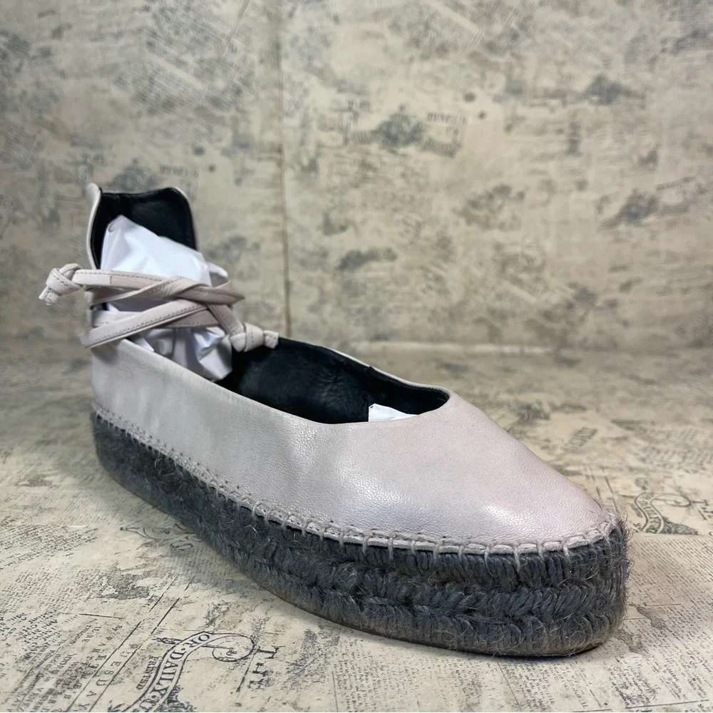 Zero + Maria Cornejo Zana Leather Flatform Lace-Up Espadrille Ankle Shoes Spain